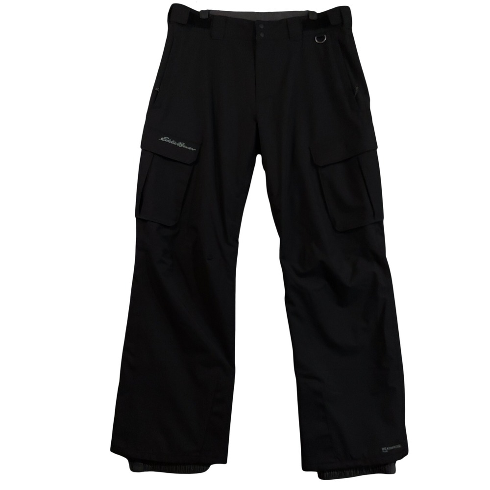 Eddie Bauer Snow Pants Men Size M Black WeatherEdge Plus Insulated Cargo